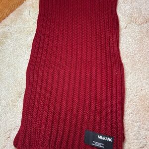 Murano Deep Red Knit Scarf 100% Merino wool